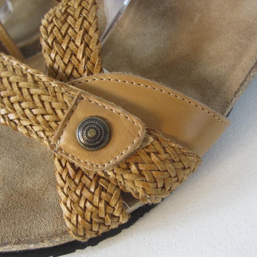 New Taos Womens 9 - 9.5 Beige Woven Leather Wedge Sandals Slide Comfort EU 40 - Picture 4 of 14